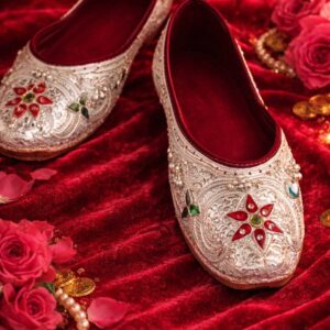 Sitara Phool Pearl-Studded Silver Wedding Mojris
