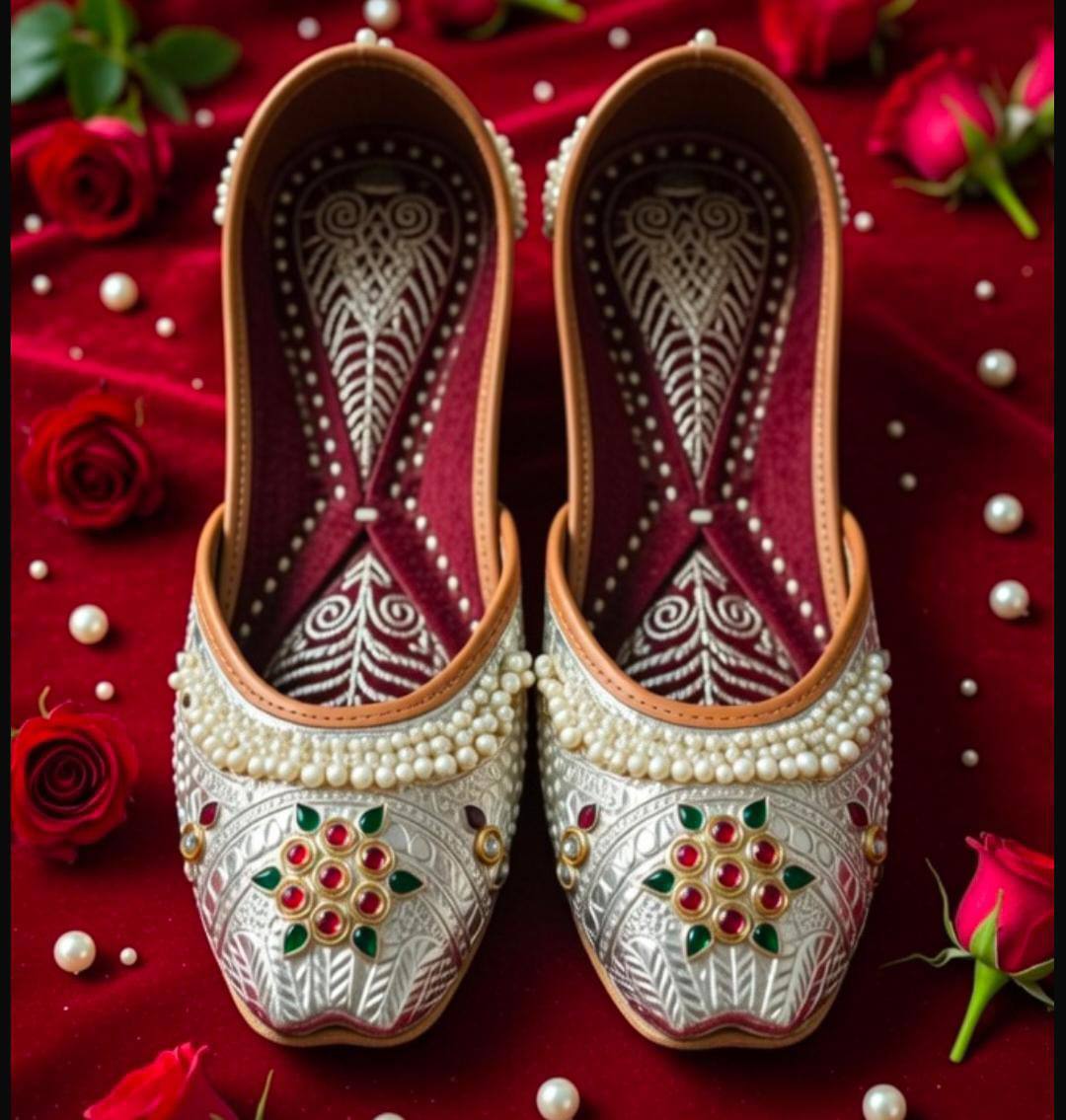 royal pearl embellished silver jutti royal pearl embellished silver jutti