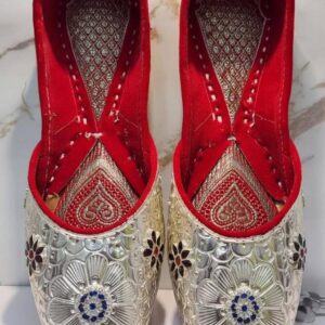 pearl peacock bridal silver jutti